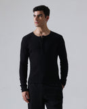 Vincent Ribbed Henley | Black