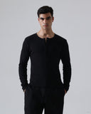 Vincent Ribbed Henley | Black