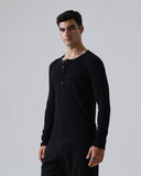 Vincent Ribbed Henley | Black